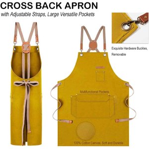Delantal de Cocina de Lona con Logotipo Personalizado, Delantal de Cocina Impermeable de Algodón para Chef, Delantal Ajustable con Bolsillos para Herramientas - Product Image 2