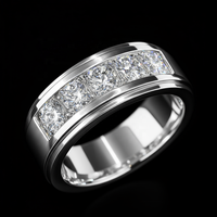Bague demi-éternité en argent 925 certifiée GRA Moissanite, testée au diamant, couleur D personnalisée, style hip-hop, pour femmes et hommes