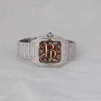 Reloj de Cuarzo Cuadrado de Acero Inoxidable con Incrustaciones de Diamantes, Ligero y Ecológico, Marca Briva, Cristal Rojo Analógico, Resistente al Agua 10 Bar