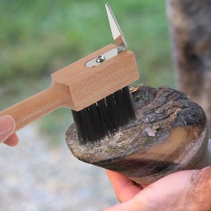 Brosse à sabots pour chevaux avec manche en bois – Outil fiable pour le nettoyage des sabots, prise en main confortable, outil de toilettage pour la ferme, pics de toilettage - Product Image 2