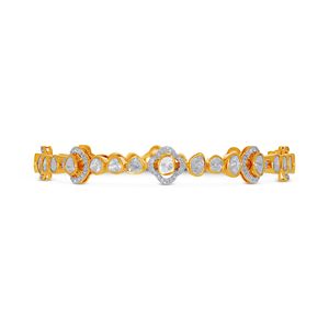 Elegant 14k Yellow Gold Lab Grown Diamond Brilliant Cut Women's Classic <b>Bangle</b> <b>Bracelet</b> Intricate Openwork Lattice Design - Product Image 1