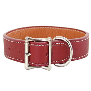 Collar de perro de cuero fino de lujo para mascotas de todos los tamaños hecho a medida recién llegado collar de perro de cuero genuino acolchado suave colorido - Product Image 1