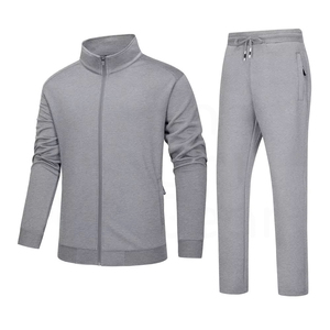 Ensembles de survêtement en coton pour hommes en gros, écologiques, adaptés à la saison hivernale, légers, manches longues, motif uni - Product Image 1