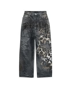 Pantalones Vaqueros Personalizados con Diseño Bordado, Lavado Oscuro, Estilo Urbano, Tela Vaquera, Ajuste y Corte a Medida, Cintura con Botones - Product Image 5