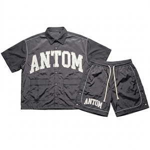 2026 Custom Lightweight 100% Cotton Hooded Casual Tracksuit Windbreaker Short <b>Set</b> Reflective Zip - Product Image 1