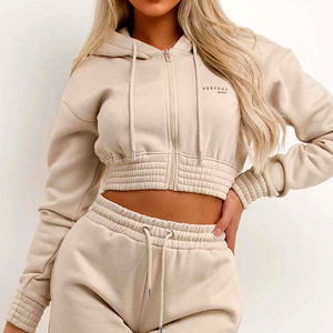 ชุดเซ็ตฮู้ดดี้ซิปแบบลำลองสำหรับผู้หญิง กางเกงขาสั้น ชุดวอร์มลายฟอกสีสไตล์ Distressed ชุดจ็อกเกอร์ ชุดแทรคสูท ผ้าฝ้ายเฟรนช์เทอร์รี่ ชุดผ้าฟลีซ - Product Image 6