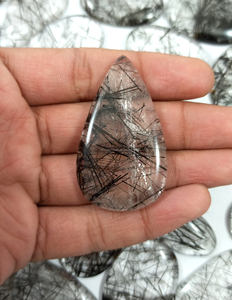 Cabochon en rutile noir naturel Quartz rutile de Madagascar Taille en mélange naturel pour collection - Product Image 5