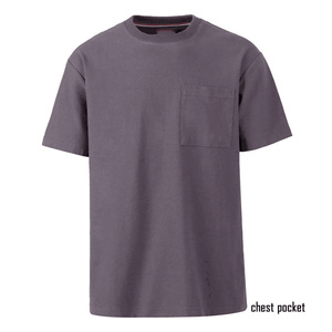 New Arrival Custom Logo Front 100% Cotton Knitted Silk Screen Printed Breathable <b>Pocket</b> T-<b>Shirt</b> - Product Image 6