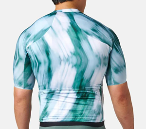 Maillot de Ciclismo Personalizado Verde Abstracto Unisex de Alto Rendimiento con Cremallera Completa para Bicicleta de Carretera, Transpirable, que Absorbe la Humedad, 100% Poliéster Sublimado - Product Image 2