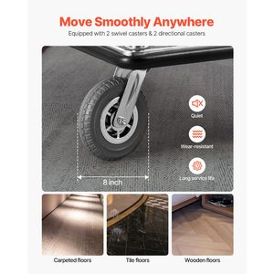 Carrello per Hotel BellmanFT con Capacità di Carico di 1200 LBS, in Acciaio Inox Spazzolato, Piano in Moquette Grigia, Carrello con Capacità di Carico di 1200 LBS - Product Image 4