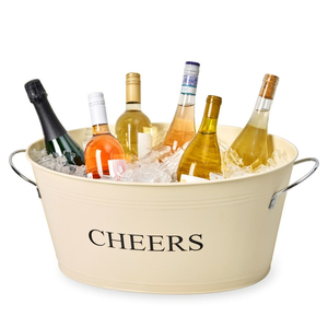 Cubo de hielo ovalado de metal galvanizado al por mayor con asas para fiestas, estilo rústico de granja, enfriador de vino y cerveza - Product Image 4