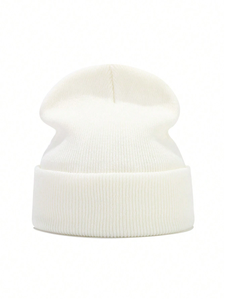 Bonnet unisexe en laine chaud d'hiver, style jacquard à lettres, tricoté, sans revers, pour le ski et les voyages - Product Image 1