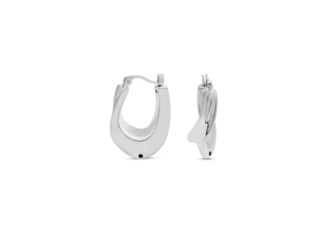 Plain One-Sided <b>Twist</b> U-<b>Shape</b> Hoop Earrings - Product Image 1