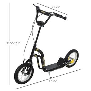 Monopattino per Ragazzi con Ruote Gonfiabili Nere da 12 Pollici e Doppi Freni per Età 5+ - Product Image 3