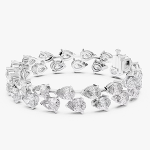 Pulsera de tenis de moissanita con corazón, pulsera de eslabones de plata con corazón, joyería elegante y brillante para mujer, regalo nupcial - Product Image 2