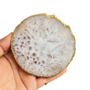 Posavasos Ovalados de Ágata Natural Pulida Tallada y Grabada, con Borde Dorado, de Lujo, Ecológicos, en Venta al por Mayor - Product Image 1