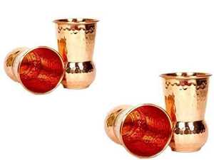 Copper Tea Set 3Pcs Hammered Metal Traditional Chinese Style Coffee & Tea Cups Household Kitchen Drinkware - Product Image 3
