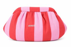 Fashion Mart Striped Pink Clutch Bag Women Casual Elastic Closure Portable Pillow Shape Handbag Daily Use - Product Image 3