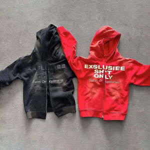Exxlueiee Men's <b>Hoodie</b> and Shorts Set Red Black Letter Print Drawstring Waist Casual Sportswear Breathable <b>Polyester</b> Track Suit - Product Image 6