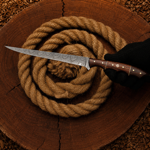 Cuchillo de Filetear Ambidiestro Moderno Hecho a Mano con Hoja de Acero de Damasco de 7 Pulgadas y Mango de Madera, Apto para Lavavajillas - Product Image 4