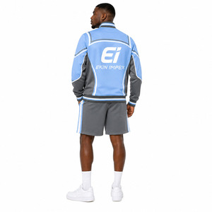 Custom Logo Men's 2 Piece Tracksuit Full Zip <b>Track</b> <b>Jacket</b> and Shorts Set Polyester Sublimation Sportswear - Product Image 4
