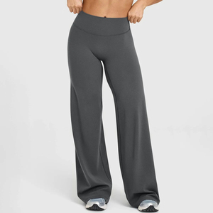 Elastic Waist Loose New Loose Women's Clothing High Waisted Wide <b>Leg</b> Yoga Sports Pants Outdoor Running Straight <b>Leg</b> Pants - Product Image 3