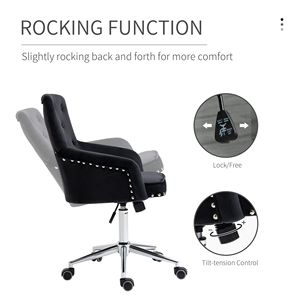 Sedia Girevole Moderna per Ufficio Domestico con Schienale Medio in Velluto Trapuntato, Finitura con Borchie, Altezza Regolabile, Curva su Base in Nylon - Product Image 5