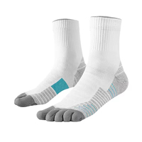 Chaussettes de performance pour jeunes à cinq doigts avec semelle rembourrée, 100 % coton, multi-sports, fabriquées au Vietnam
