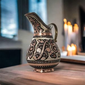 Solid <b>Copper</b> Drink Serving Jug with Brass <b>Handle</b> Large Capacity Water Pitcher for Home Restaurant Hotel <b>Kitchen</b> Drinkware - Product Image 3