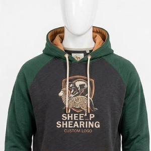 Sudadera con Capucha Personalizada con Logotipo de Esquila de Ovejas, Manga Raglán, Algodón, Felpa Francesa, Ropa Casual de Otoño para Hombre - Product Image 2