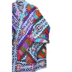Kimono vintage chic en kantha brodé, robe indienne pour femme, manteau d'été et d'hiver à manches longues, matelassé, 100 % coton, vêtement d'extérieur décontracté - Product Image 2