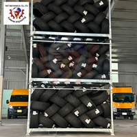 Rack de stockage de pneus pliable empilable système d'étagères en acier robuste pour entrepôt et garage