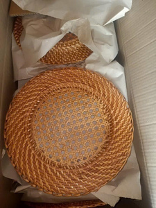 Light Brown <b>Bamboo</b> Round European Design Handmade Eco-Friendly Charger Plate Rustic Wedding Dining <b>Table</b> Decor - Product Image 3