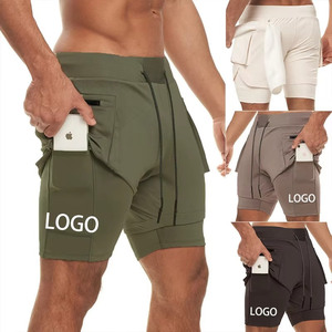 Soft and Breathable Gym Shorts for Men Trendy Double <b>Layer</b> Shorts for Summer Fitness Men’s Compression Workout Shorts Wholesale - Product Image 1