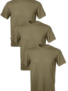 T-shirt homme vert olive col rond manches courtes coupe classique couleur unie 100 % coton jersey tricoté décontracté design uni - Product Image 1