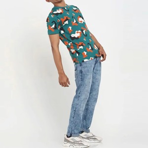 เสื้อยืดคอกลมแขนสั้นสีเขียวสำหรับผู้ชาย ทรงปกติ สวมใส่สบาย ผ้าถักเจอร์ซีย์ 100% ผ้าฝ้าย ระบายอากาศได้ดี - Product Image 4
