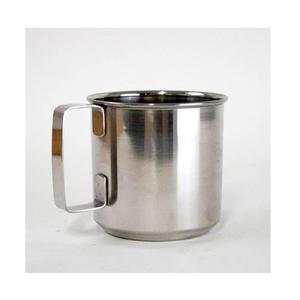 Mugs à café en acier inoxydable brillant à paroi simple, élégants, finition poli miroir et métal mat. - Product Image 1