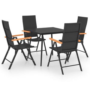 Ensemble de salle à manger en rotin noir avec cadre en aluminium et verre, 4 places, mobilier de jardin extérieur, style contemporain, pliable - Product Image 2