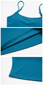 Ensemble de yoga 2 pièces pour femme, couleur turquoise unie, bretelles spaghetti, taille haute, jambes évasées, sans couture, longueur intégrale, respirant, en Spandex/Nylon - Product Image 6