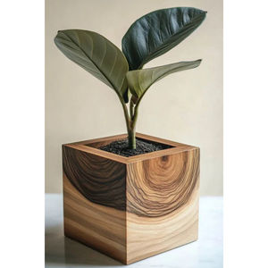 Jardinière en bois de chêne massif faite à la main, pot de fleurs décoratif moderne pour intérieur, design vintage, support pour plantes à prix raisonnable - Product Image 6