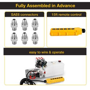 Unité hydraulique à solénoïde double action 12V DC de 6 quarts avec réservoir en plastique - Product Image 3