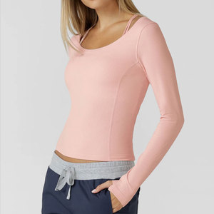 Conjunto Casual de Dos Piezas para Mujer, Tejido, Formal, Cuello Ancho, Puños con Orificio para el Pulgar, Ajuste Ceñido, Absorbe el Sudor, Color Sólido, Chaleco - Product Image 3