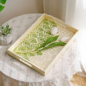 Modern Mother Of Pearl Serving <b>Tray</b> Decorative Shell Inlay Platter For Coffee Tea Breakfast And <b>Snacks</b> - Product Image 6