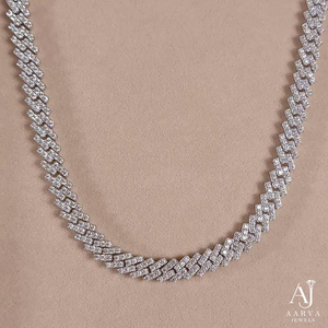 Collar de Moissanita Color Plata con Colgante Geométrico de Baguette y Cadena, Chapado en Rodio/Oro, Joyería Hiphop para Fiesta - Product Image 1