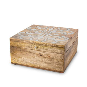 Elegant Wooden Engraved Decorative Storage <b>Box</b> With Hinged Lid For Jewelry <b>Keepsake</b> Vanity Organizer For Homedecor Wedding Gift - Product Image 2