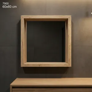 Wooden <b>Square</b> <b>Mirror</b> Frame Rustic Natural Wood Wall Mounted Decorative <b>Mirror</b> for Bedroom Living Room Hallway - Product Image 5