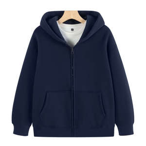 Unisex colorful Hooded Zipper Sweatshirt Solid Color Casual Knitted Cotton Regular Fit Autumn Wear With Pocket - Product Image 2