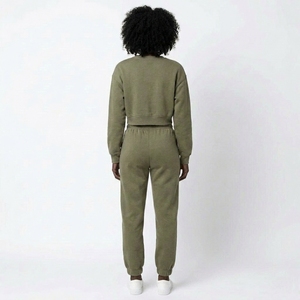 2 Piece Crop Sweatshirt Jogger Dance Set Fleece Crew Neck Flexible Active <b>Matching</b> Custom OEM Wholesale Manufacturer - Product Image 2