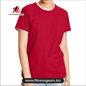 <b>Red</b> Crew Neck Short Sleeve T-Shirt 100% Cotton Solid Color Breathable Casual Wear Spring Summer Unisex - Product Image 1