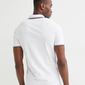 <b>Mens</b> <b>White</b> <b>Short</b> <b>Sleeve</b> Polo <b>Shirt</b> Contrast Trim Collar Solid Sporty Casual Top - Product Image 2